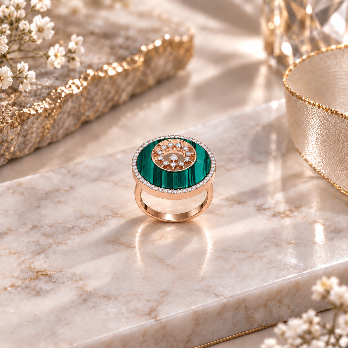 SPOSA Malachite Sun Ring