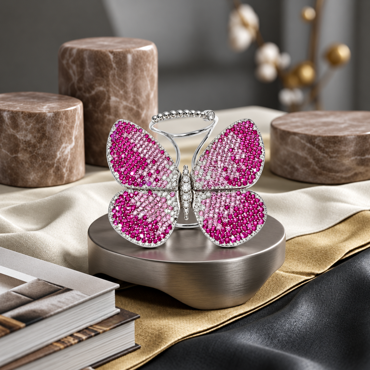 SPOSA Pink Papillon Ring