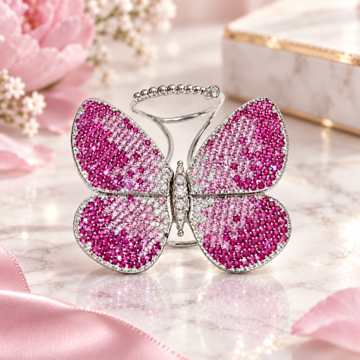 SPOSA Pink Papillon Ring