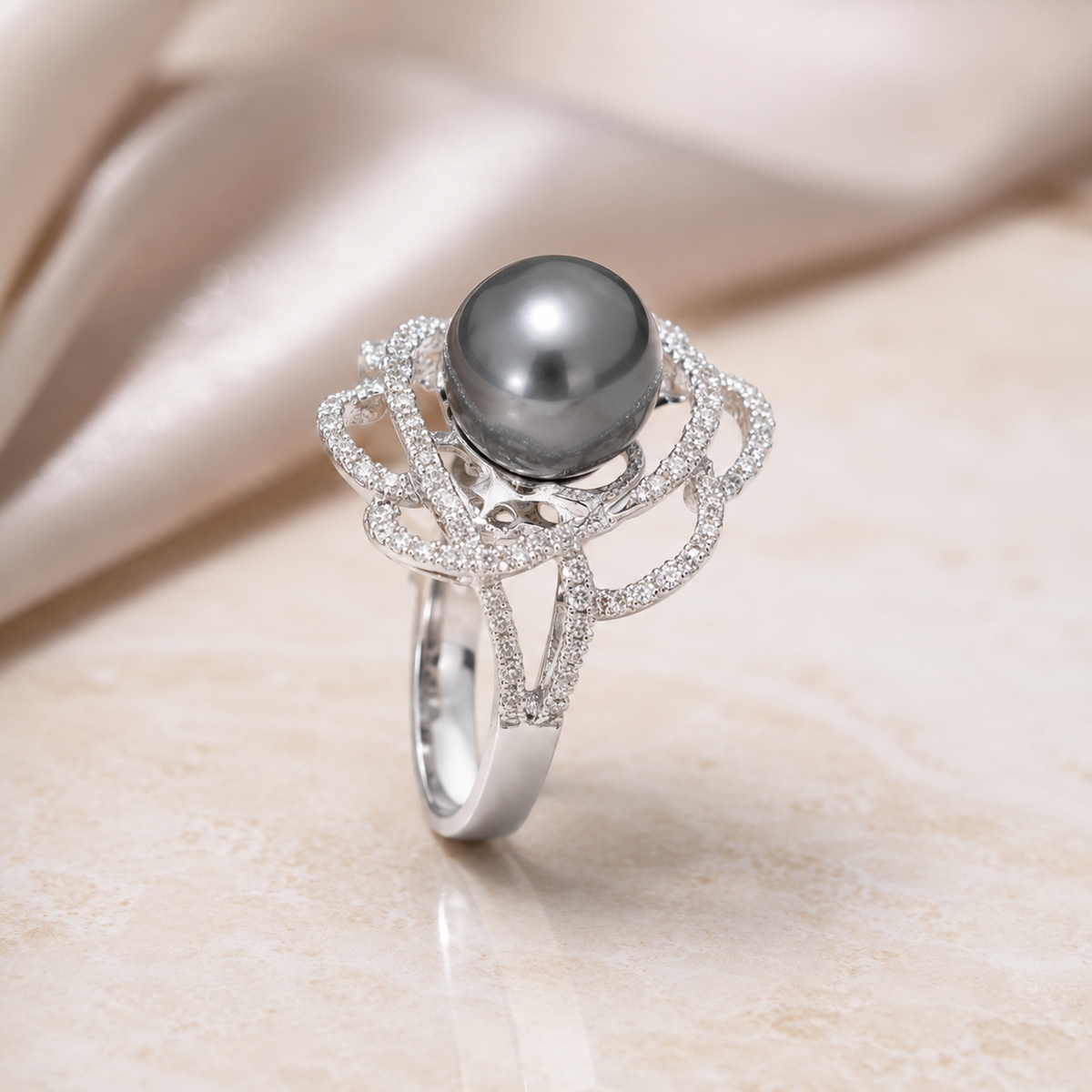 Sposa Tahitian Pearl Halo Ring